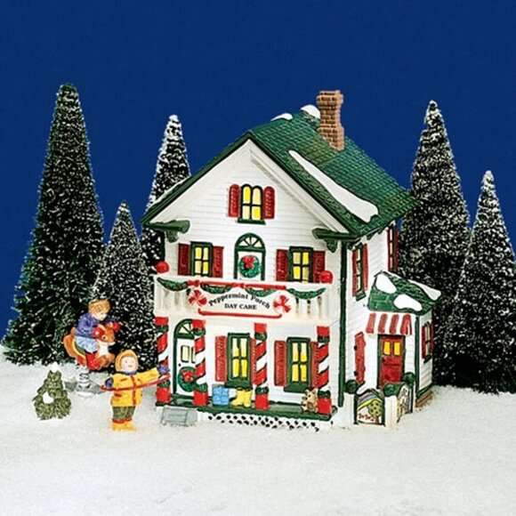 Dept 56 Department 56 Peppermint Porch Day Care Original Snow Village LIGHTED - Picture 1 of 15